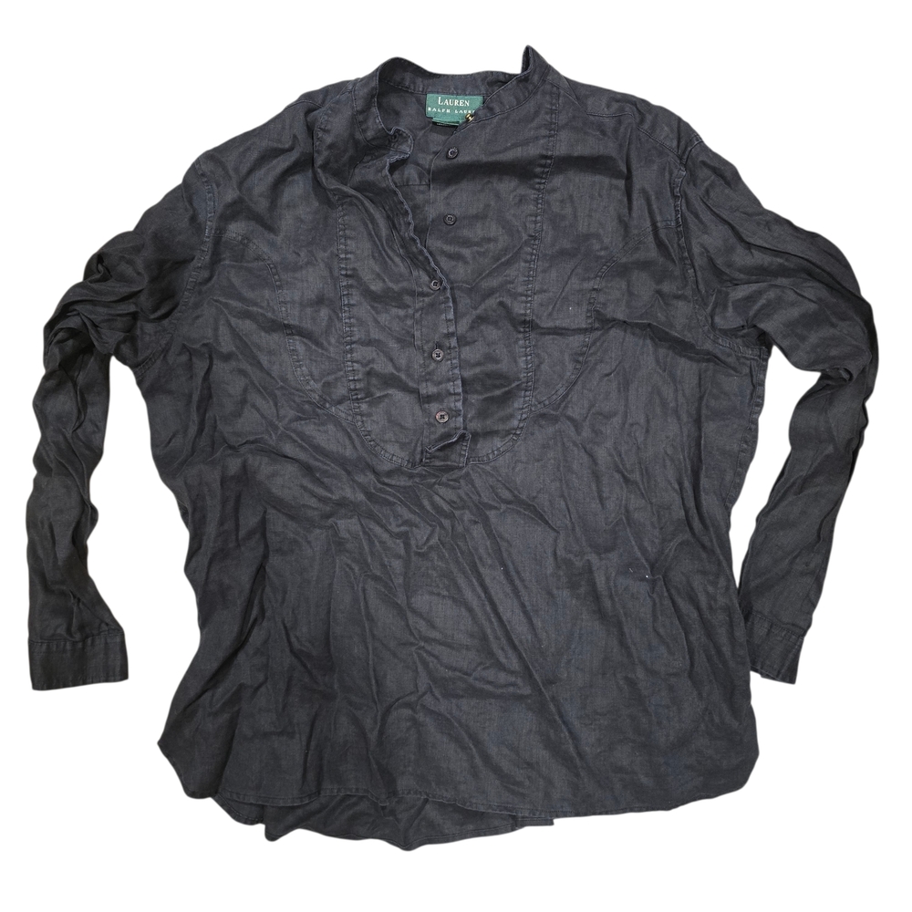 Lauren Ralph Lauren Black Linen Shirt Size 14